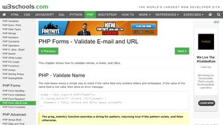 
                            6. PHP Forms Validate E-mail and URL - w3schools.com
