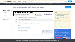 
                            3. php - How can I disable the phpMyAdmin login page? - Stack ...