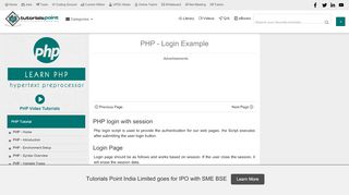 
                            6. PHP - Login Example - tutorialspoint.com