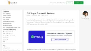 
                            6. PHP Login Form with Sessions | FormGet