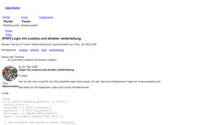 
                            1. [PHP] Login mit cookies und direkter weiterleitung | …