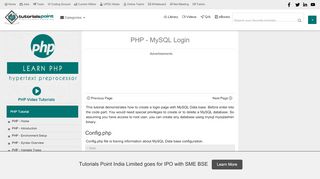 
                            11. PHP - MySQL Login - Tutorialspoint