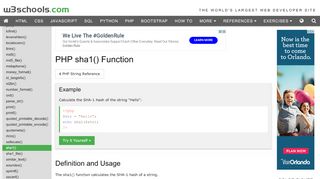 
                            8. PHP sha1() Function - w3schools.com
