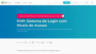 
                            2. PHP: sistema de login PHP com níveis de acesso - DevMedia