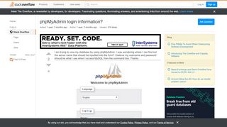 
                            4. phpMyAdmin login information? - Stack Overflow