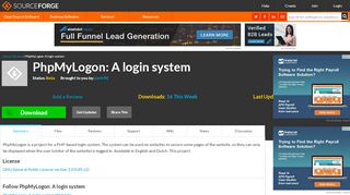 
                            4. PhpMyLogon: A login system download | SourceForge.net