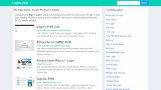 
                            8. Phr login Online - Access Phr Sign in Quickly - Logins.club