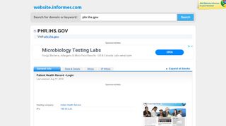 
                            9. phr.ihs.gov at WI. Patient Health Record - Login - Website Informer