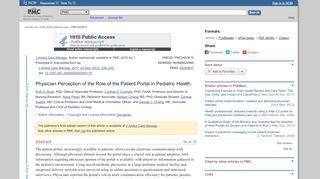 
                            4. Physician Perception of the Role of the Patient Portal in Pediatric Health