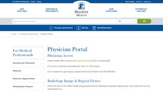 
                            3. Physician Portal | Halifax Health