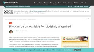 
                            7. Pilot Curriculum Available For Model My Watershed | WikiWatershed