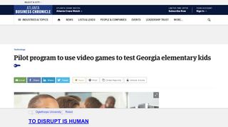 
                            7. Pilot program to use video games to test Georgia elementary kids ...