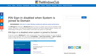 
                            10. PIN Sign-in disabled when System is joined to Domain