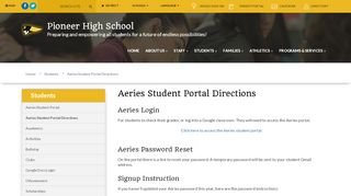 
                            7. Pioneer High School Aeries Student Portal Directions