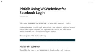 
                            1. Pitfall: Using WKWebView for Facebook Login - samwize