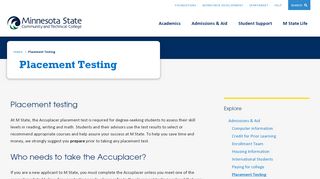 
                            6. Placement Testing | M State - minnesota.edu