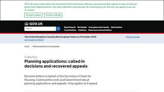 
                            6. Planning applications: called-in decisions and recovered appeals ...