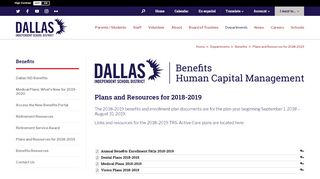 
                            5. Plans and Resources for 2018-2019 Benefits - Dallas ISD