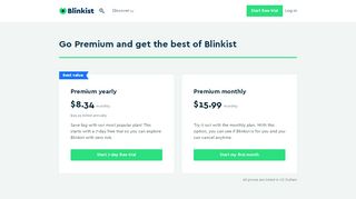 
                            2. Plans & Pricing - Blinkist: Serving curious minds.