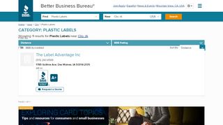 
                            8. Plastic Labels near Clio, IA | Better Business Bureau. Start with Trust ®