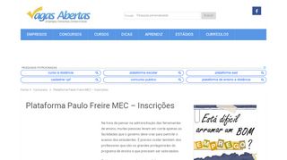 
                            9. Plataforma Paulo Freire MEC - vagasabertas.org