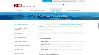 
                            9. Platinum member benefits - RCI Affiliates