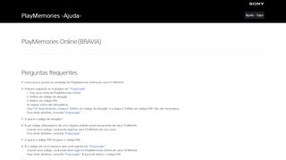 
                            5. PlayMemories Online (BRAVIA) HELP | Perguntas frequentes