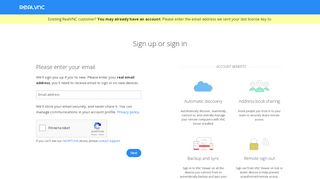 
                            4. Please enter your email | VNC Connect - Sign in - RealVNC