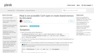 
                            4. Plesk is not accessible: Can't open or create shared memory ...