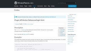 
                            3. Plugin API/Action Reference/login form ? WordPress Codex