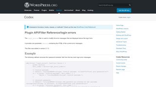 
                            6. Plugin API/Filter Reference/login errors « WordPress Codex