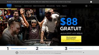 
                            7. Poker en ligne - Obtenez 88 $ gratuitement au 888poker™