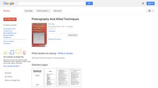 
                            7. Polarography And Allied Techniques - Google Books Result