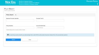 
                            5. Policy Benefit - New Era Provider Portal
