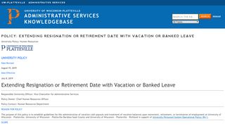 
                            6. Policy: Extending Resignation or Retirement Date with ...