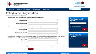 
                            5. PolicyHolder Registration | Texas Farm Bureau Insurance