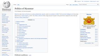 
                            9. Politics of Myanmar - Wikipedia