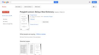 
                            7. Polyglott Lexicon: Being a New Dictionary