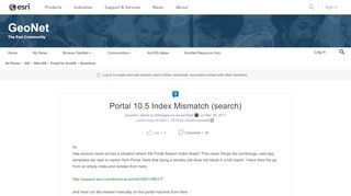 
                            4. Portal 10.5 Index Mismatch (search) | GeoNet, The Esri Community ...