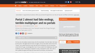 
                            10. Portal 2 almost had fake endings, terrible multiplayer and no portals ...