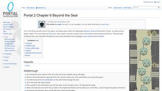 
                            2. Portal 2 Chapter 6 Beyond the Seal - Portal Wiki