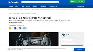 
                            1. Portal 2 - Co-Autor kehrt zu Valve zurück - GameStar