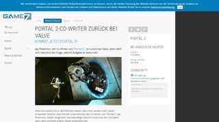 
                            5. Portal 2-Co-Writer zurück bei Valve - Game7.de