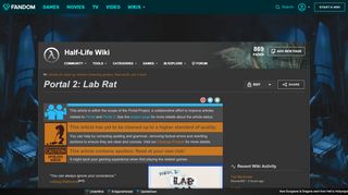 
                            7. Portal 2: Lab Rat | Half-Life Wiki | FANDOM powered by Wikia