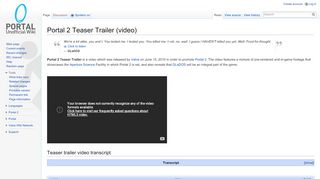 
                            5. Portal 2 Teaser Trailer (video) - Portal Wiki