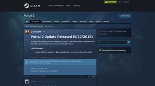 
                            9. Portal 2 Update Released (5/22/2018) :: Portal 2 General Discussions