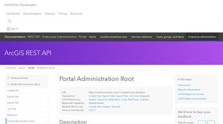 
                            7. Portal Administration Root—ArcGIS REST API: Administer your portal ...