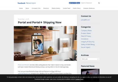 
                            8. Portal and Portal+ Shipping Now | Facebook Newsroom
