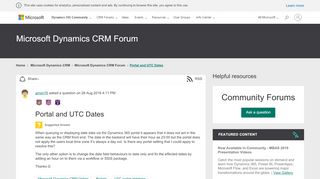 
                            4. Portal and UTC Dates - Microsoft Dynamics CRM Forum Community ...