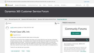 
                            2. Portal Case URL link - Dynamics 365 for Customer Service Forum ...